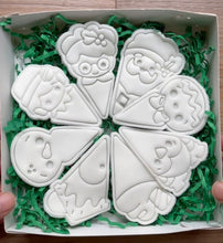Load image into Gallery viewer, Christmas Pizza Cookie Cutter Stamp Ice Cream Gingerbread House Penguin Snowman Elf Gingerbread Man Mrs. Santa Santa Claus