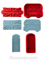 Load image into Gallery viewer, UK theme cookie cutter Flag Big Ben Crown London Bus