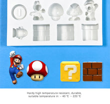 Load image into Gallery viewer, super mario silicone mould cake fondant sugarcraft soap floral theme coin brick toad