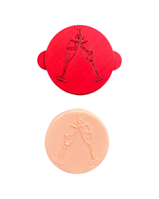 Load image into Gallery viewer, Flute glasses cookie debosser raised stamp wedding flute Pop Fizz Clink Salut