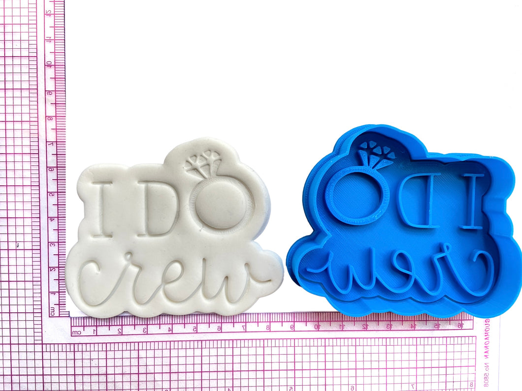 bridal cookie cutter and embosser - future mrs; i do crew; bride to be -hen's night - engagement - wedding i do crew