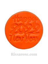 Load image into Gallery viewer, happy new year 2022 cookie fondant stamps embosse wine glass chin chin 2022 fireworks celebrition hny dots