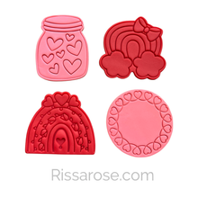 Load image into Gallery viewer, Valentine's Day cookie cutter rainbow jar heart wreath