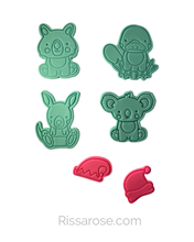Load image into Gallery viewer, Australian animals cookie cutters Christmas stamps - Koala wombat kangaroo platypus kookaburra Ibis