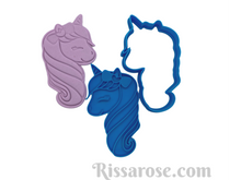 Load image into Gallery viewer, 2 styles unicorn cookie cutter and stamp - close eyes & bows unicorn with bow