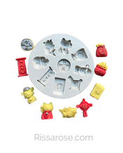 Load image into Gallery viewer, Chinese New Year Silicone Mould 2 money treasure bowl Gold ingot goldfish red evenlope China