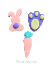 Load image into Gallery viewer, Easter cookie cutter set rabbit tail feet carrot multi piece cutter