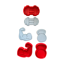 Load image into Gallery viewer, Gym Set Cookie Cutter Stamp Muscle Kettle Bell Dumbbell weight