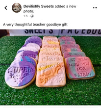 Load image into Gallery viewer, teacher cookie embossers cutter - super teacher, love inspire light bulb end of year gift