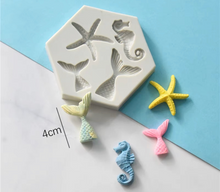 Load image into Gallery viewer, mermaid tail seahorse starfish silicone cake mould fondant sugar craft decor mould
