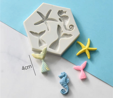 Load image into Gallery viewer, mermaid tail seahorse starfish silicone cake mould fondant sugar craft decor mould
