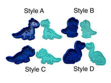 Load image into Gallery viewer, dinosaurs cookie cutter stamp t-rex stegosaurus brontosaurus tricerstops all 4