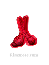 Load image into Gallery viewer, hairdresser hair salon cookie cutter stamp - hair dyer, hair clip, flat iron, scissors, roller, hair dye bowl, condition, and spray 5 scissors