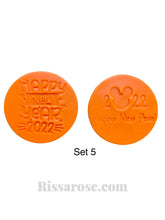 Load image into Gallery viewer, happy new year 2022 cookie fondant stamps embosse wine glass chin chin 2022 fireworks celebrition set 5