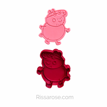 Load image into Gallery viewer, Pig Cookie Cutter Stamp Peppa George