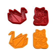 Load image into Gallery viewer, Japanese Theme Cookie Cutter Stamp Sakura Tree Fan Maneki-Neko Temple Sumo Koi Fish