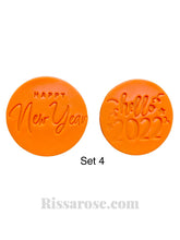 Load image into Gallery viewer, happy new year 2022 cookie fondant stamps embosse wine glass chin chin 2022 fireworks celebrition set 4