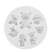 Load image into Gallery viewer, Mini Bear Silicone Mould love hat face full body