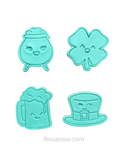Load image into Gallery viewer, Saint Patrick's Day Cookie Cutter Stamp Pot Hat Clover Beer Leaf Rainbow