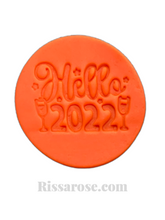Load image into Gallery viewer, happy new year 2022 cookie fondant stamps embosse wine glass chin chin 2022 fireworks celebrition hello 2022 chin chin
