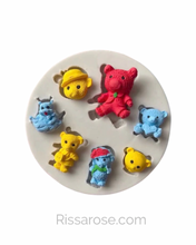 Load image into Gallery viewer, Mini Bear Silicone Mould love hat face full body