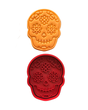 Load image into Gallery viewer, Day of the Dead Día de Muertos Sugar Skull Cookie Cutter Stamp Halloween Cinco de mayo
