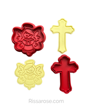 Load image into Gallery viewer, Angel Cookie Cutter Cross Stamp Christmas Christening Baptism