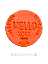 Load image into Gallery viewer, happy new year 2022 cookie fondant stamps embosse wine glass chin chin 2022 fireworks celebrition hello 2022 bow
