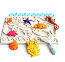 Load image into Gallery viewer, ocean sea fish coral mermaid tail silicone cake mould fondant sugar craft decor mould