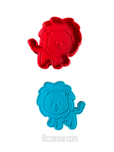 Load image into Gallery viewer, safari theme animals cookie cutter fondant embosser - zoo lion elephant zebra monkey hippo giraffe jungle animal lion