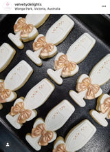 Load image into Gallery viewer, Champagne flute cookie cutter and stamp set  - sparkling wine glass bubbling celebrating