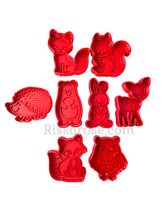 Load image into Gallery viewer, Woodland theme animals cookie cutter Rabbit bear fox raccoon owl squirrel hedgehog