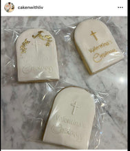 Load image into Gallery viewer, Christening cross cookie debosser fondant baptism personalised raised stamp gift