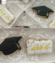 Load image into Gallery viewer, Congratulations cookie cutter Class of 2022 cookie debosser raised stamp graduation cap