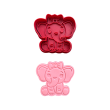 Load image into Gallery viewer, Baby elephant cookie cutter boy girl bow tie