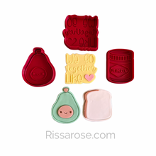 Load image into Gallery viewer, We go together like toast avocado Vegemite Valentine's Day cookie cutter