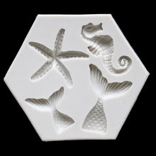 Load image into Gallery viewer, mermaid tail seahorse starfish silicone cake mould fondant sugar craft decor mould
