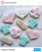 Load image into Gallery viewer, medical themed cookie cutter stamp - band-aid nurse scrub cross all 3