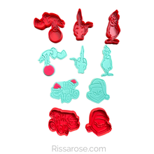 Load image into Gallery viewer, The Grinch Cookie Cutter Stamp Heart Sign Christmas Hohoho full body