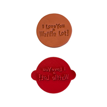 Load image into Gallery viewer, Waffle you a lot Cookie Cutter Stamp Heart Valentine Day puns
