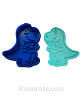 Load image into Gallery viewer, dinosaurs cookie cutter stamp t-rex stegosaurus brontosaurus tricerstops style b