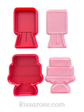 Load image into Gallery viewer, tired cake cookie cutter debosser annoucement easel wedding birthday both