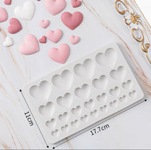 Load image into Gallery viewer, 4 assorted heart silicone cake fondant sugarcraft soap