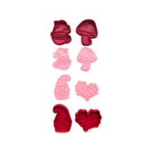 Load image into Gallery viewer, Gnome Cookie Cutter Stamp Heart Mushroom Valentine's day