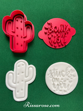 Load image into Gallery viewer, valentine's cookie cutter stuck on you cactus cookie cutter fondant embosser cake decoration stuck on you and cactus