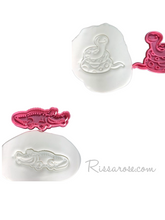 Load image into Gallery viewer, reptile cookie cutter and stamp - snake and crocodile both