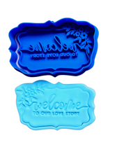 Load image into Gallery viewer, custom wedding cookie stamp - mr &amp; mr est custom date, blank, or 2021 - welcome to our story
