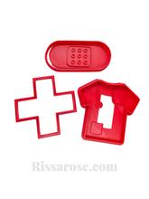 Load image into Gallery viewer, medical themed cookie cutter stamp - band-aid nurse scrub cross