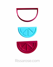 Load image into Gallery viewer, Lemon theme cookie cutter embosser half slice full slice baby shower