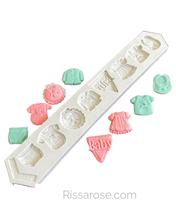Load image into Gallery viewer, Baby Silicone Mould -baby shower onesie bib nappy dress